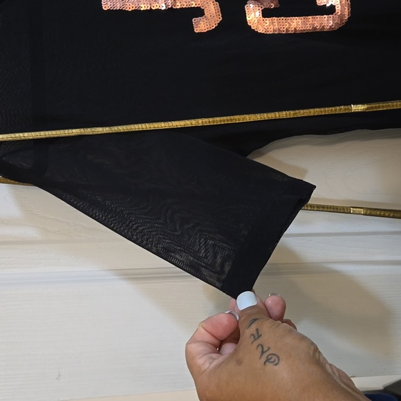 ☢️3 For $20. Forever 21-shirt,short sleeve,black,mesh Just Chill" - Picture 2 of 3